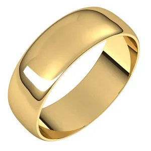 10K Yellow 6 mm Half Round Ultra-Light Band Size 9