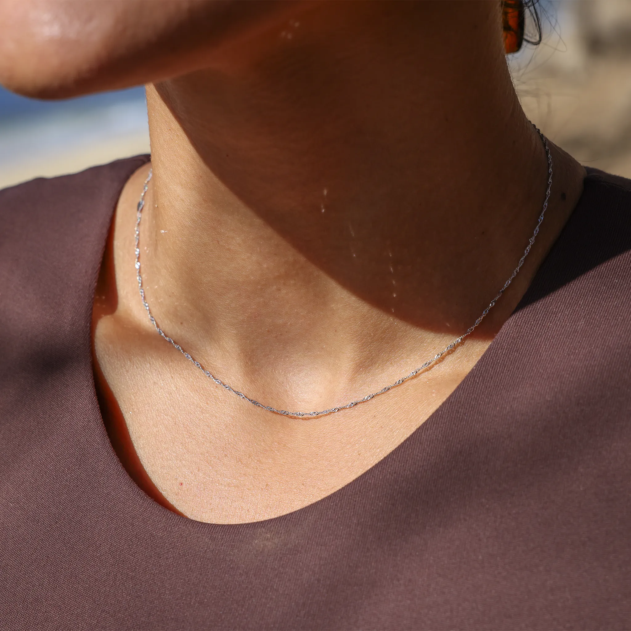 1.0mm Singapore Chain in White Gold