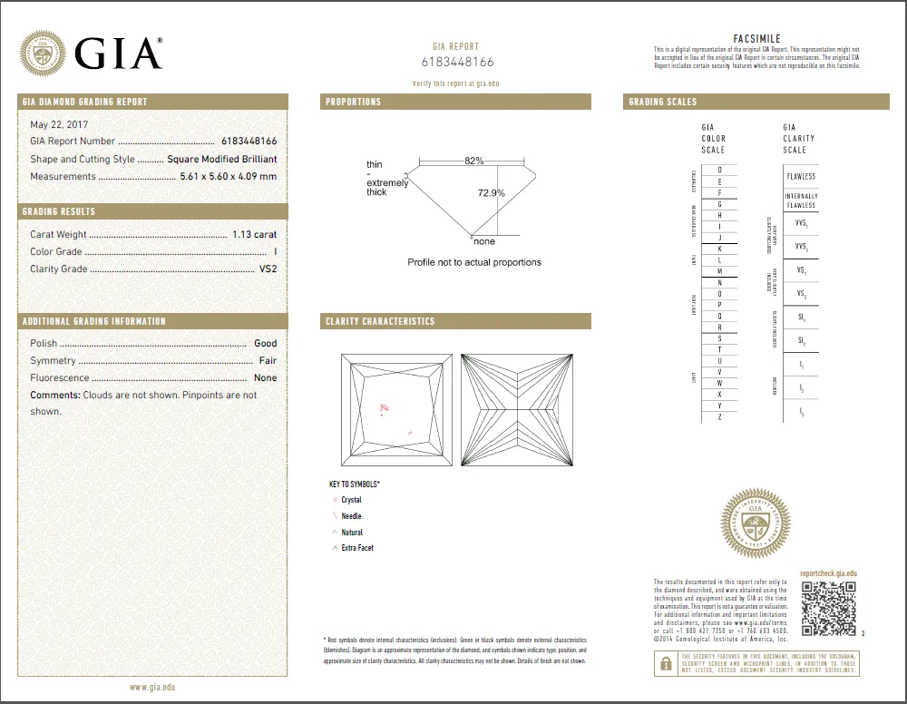 1.13 Carat Loose I / VS2 Princess Cut Diamond GIA Certified