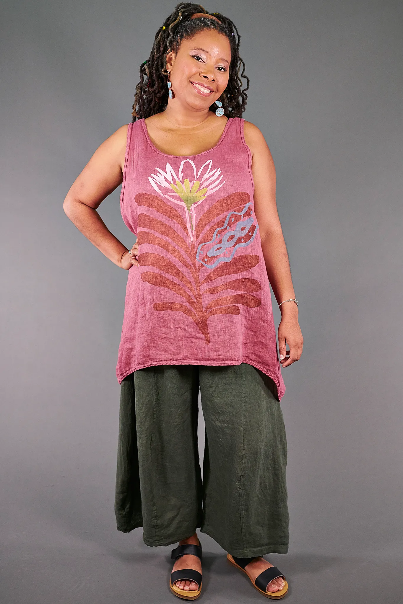 1196 Swing Linen Tank-Bloom-Bold Synthesis