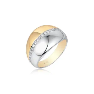 14K GOLD BOLD TWO TONE DIAMOND RING