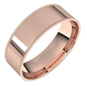 14K Rose 6 mm Milgrain Flat Comfort Fit Band Size 11