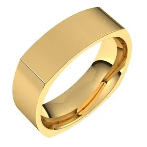 14K Yellow 6 mm Square Comfort Fit Band Size 8