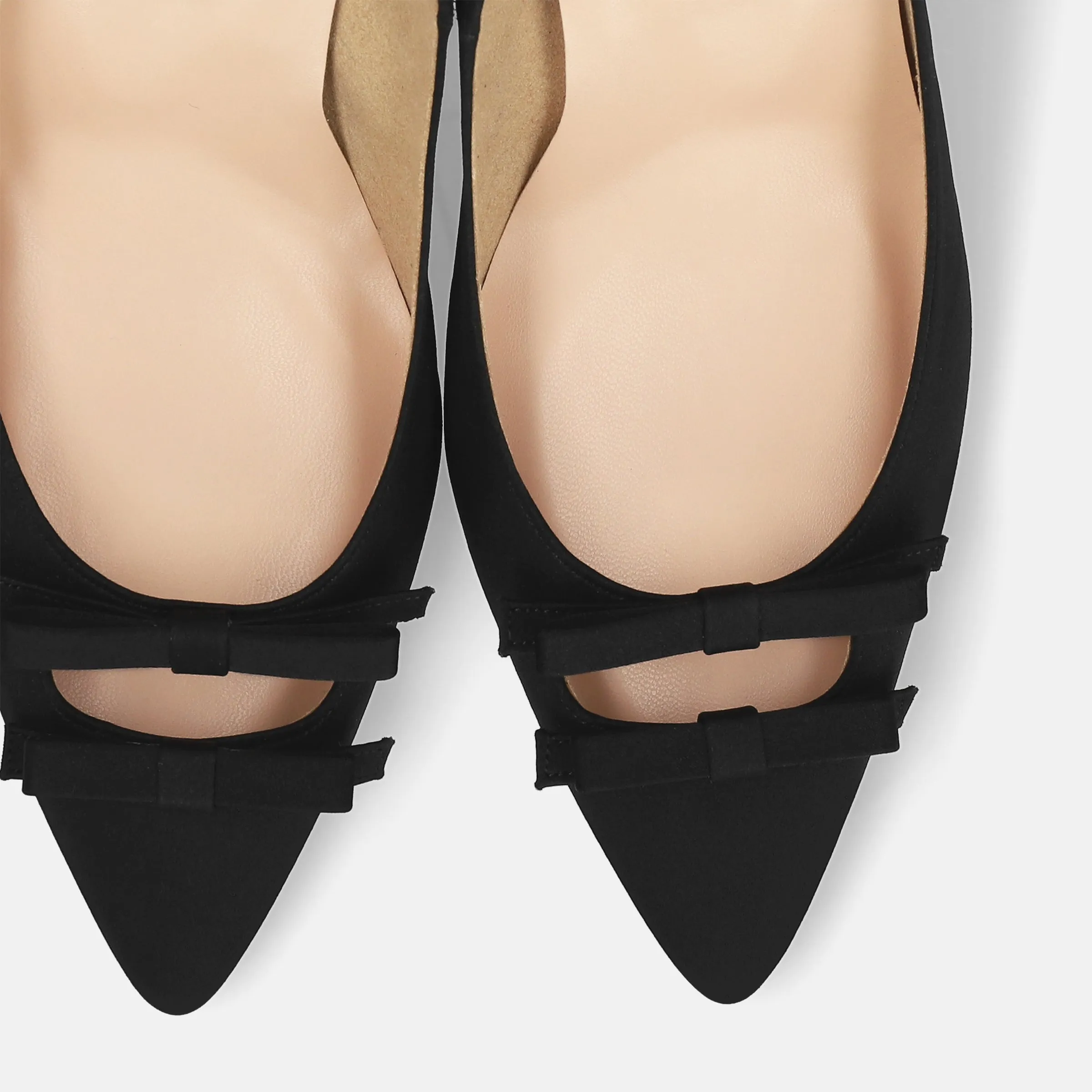 15%OFF: 2024SS: Double Ribbon Satin Pumps (m72021) Black