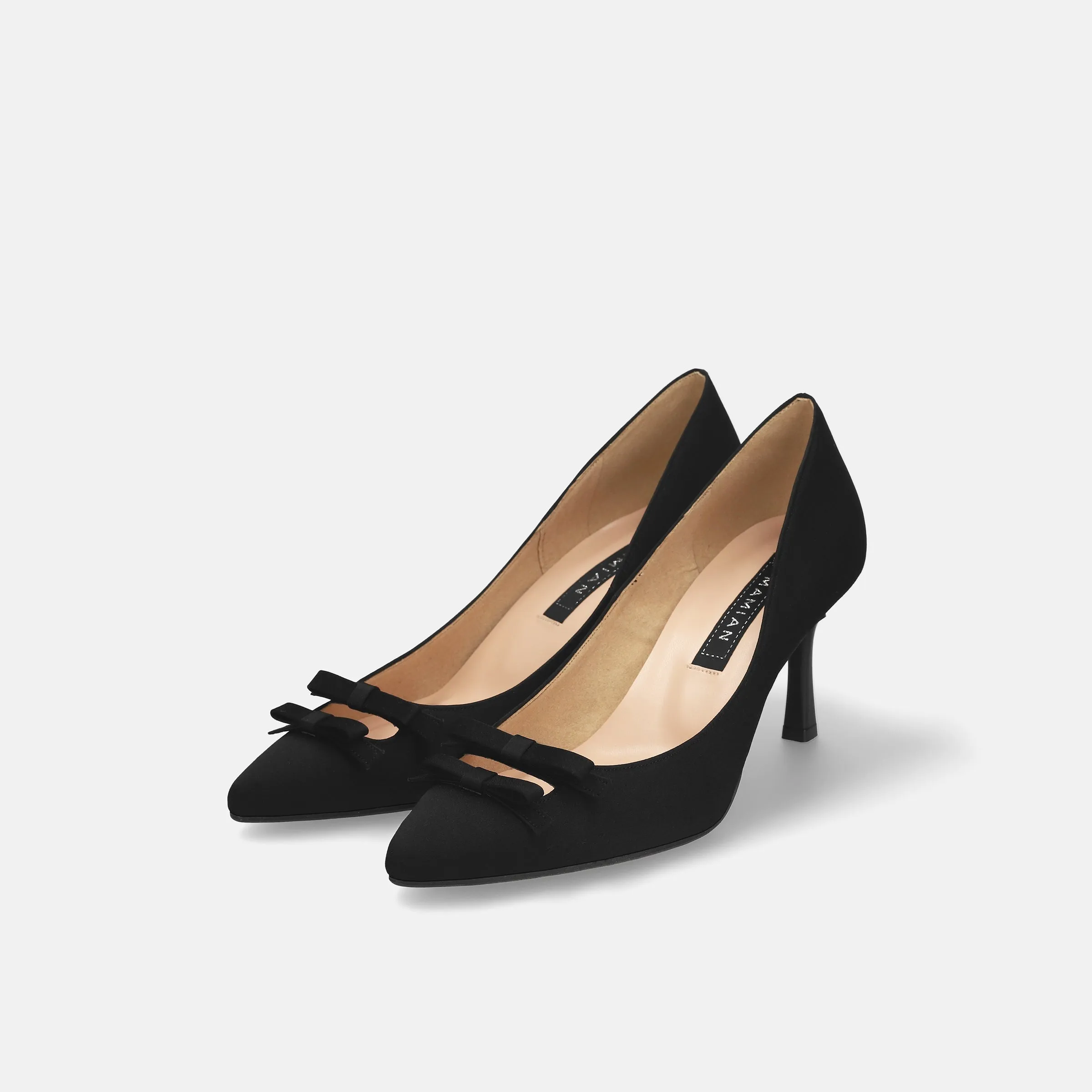 15%OFF: 2024SS: Double Ribbon Satin Pumps (m72021) Black