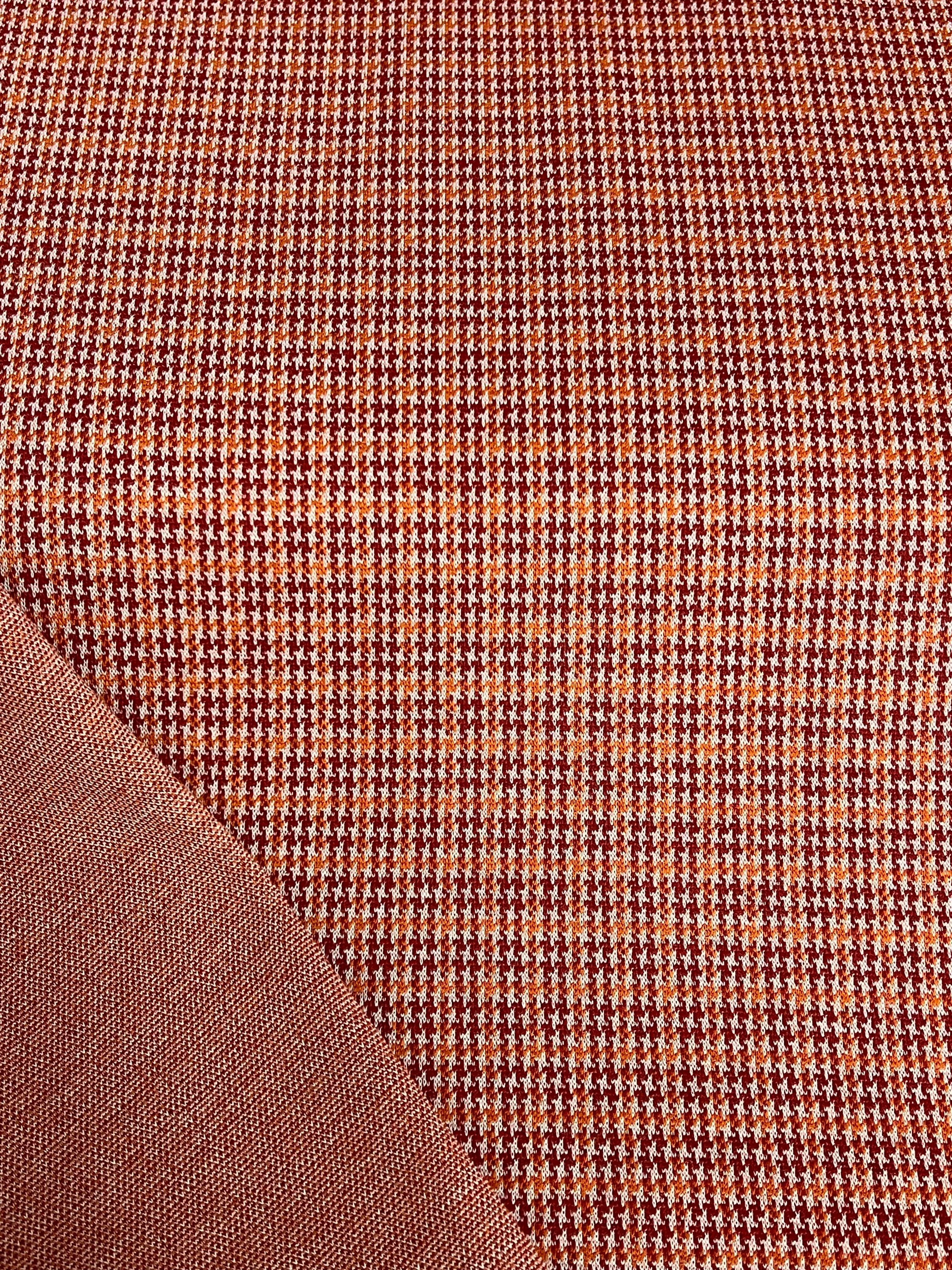 1.75M REMNANT RUST HOUNDSTOOTH BRUSHED PONTE ROMA JERSEY SALE