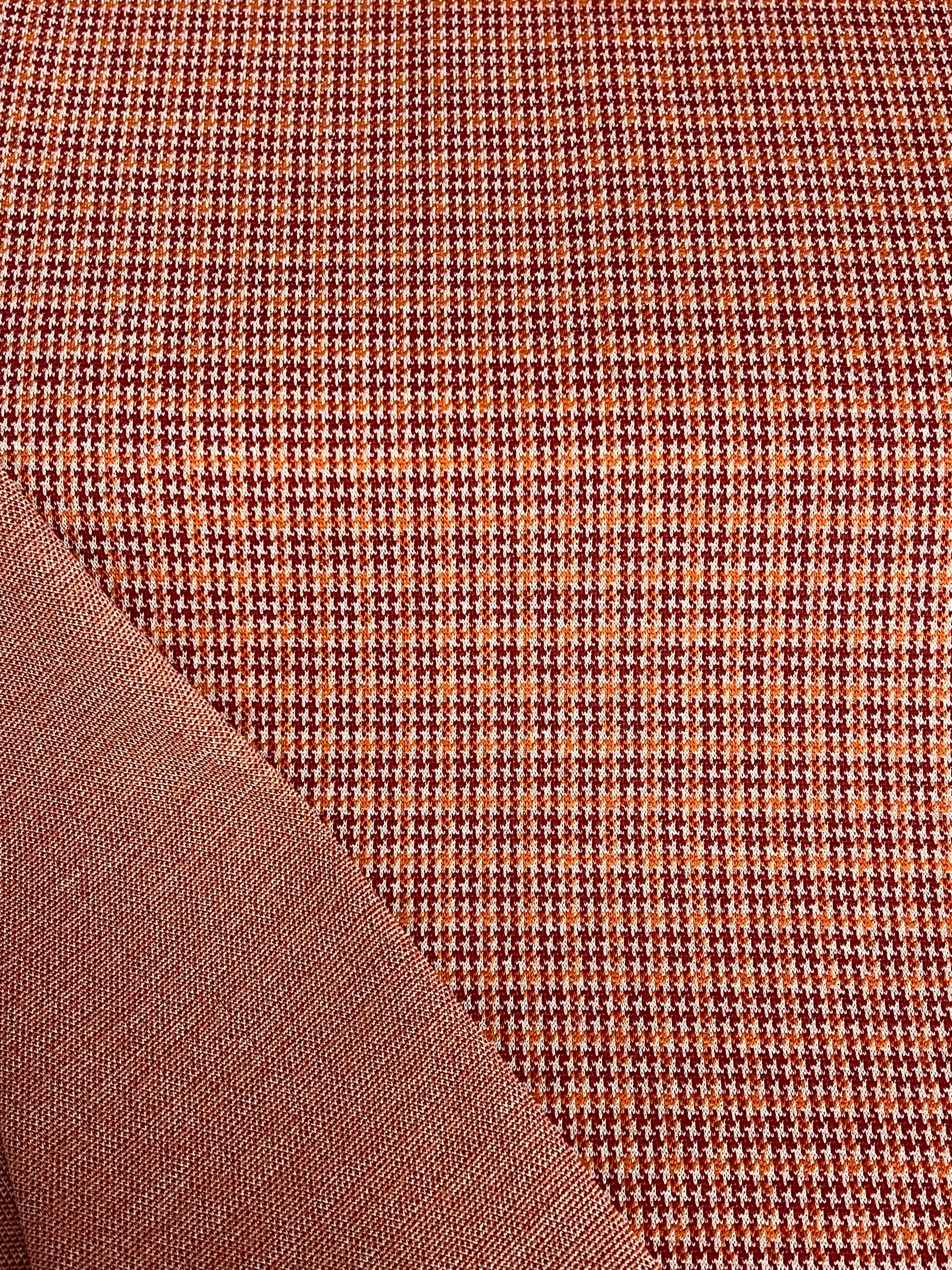 1.75M REMNANT RUST HOUNDSTOOTH BRUSHED PONTE ROMA JERSEY SALE