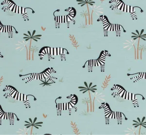 1.7M REMNANT BLUE ZEBRAS COTTON JERSEY