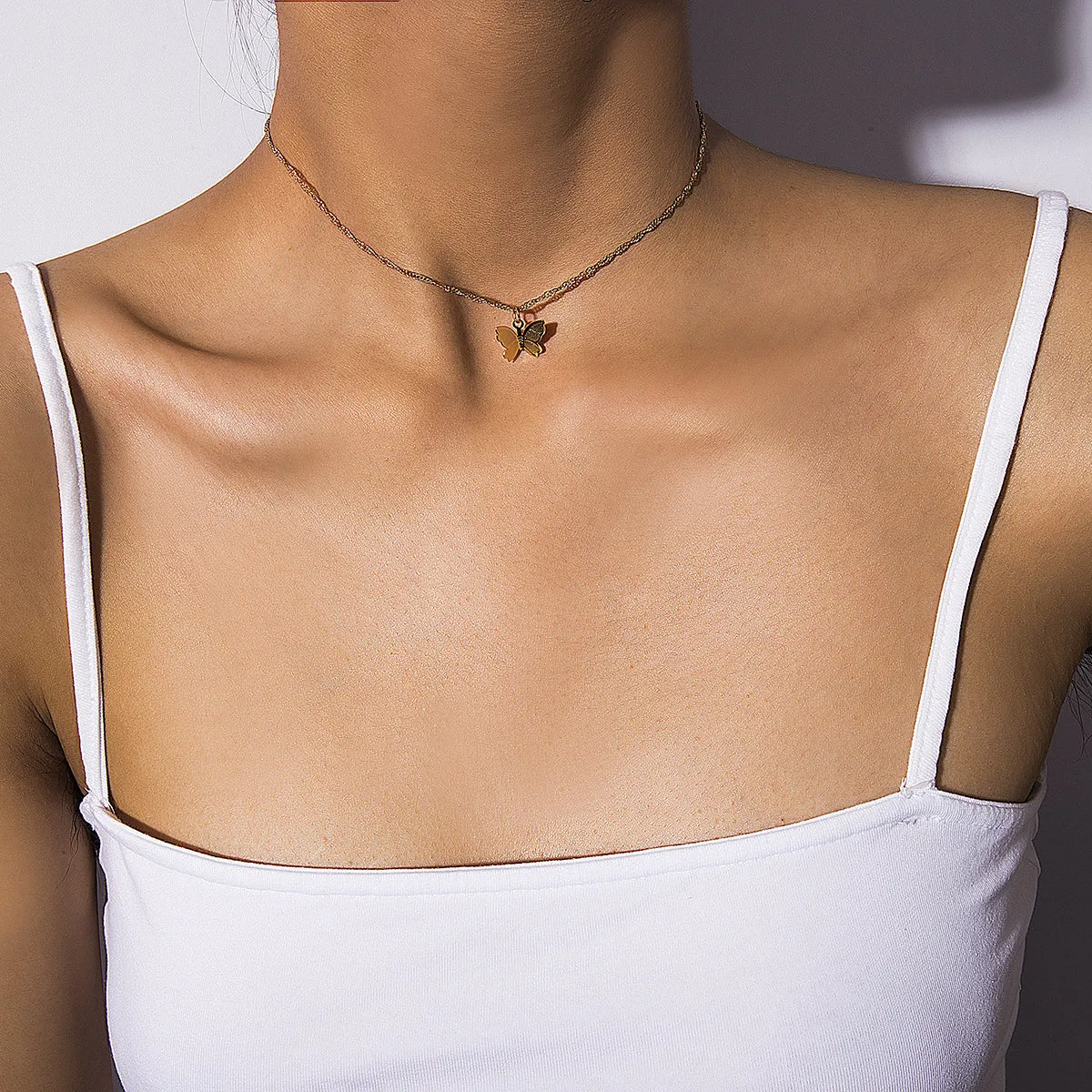 18K Gold-Plated Butterfly Choker Necklace