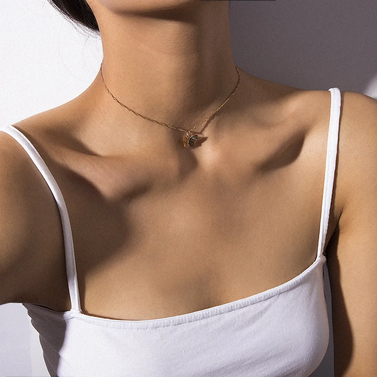 18K Gold-Plated Butterfly Choker Necklace