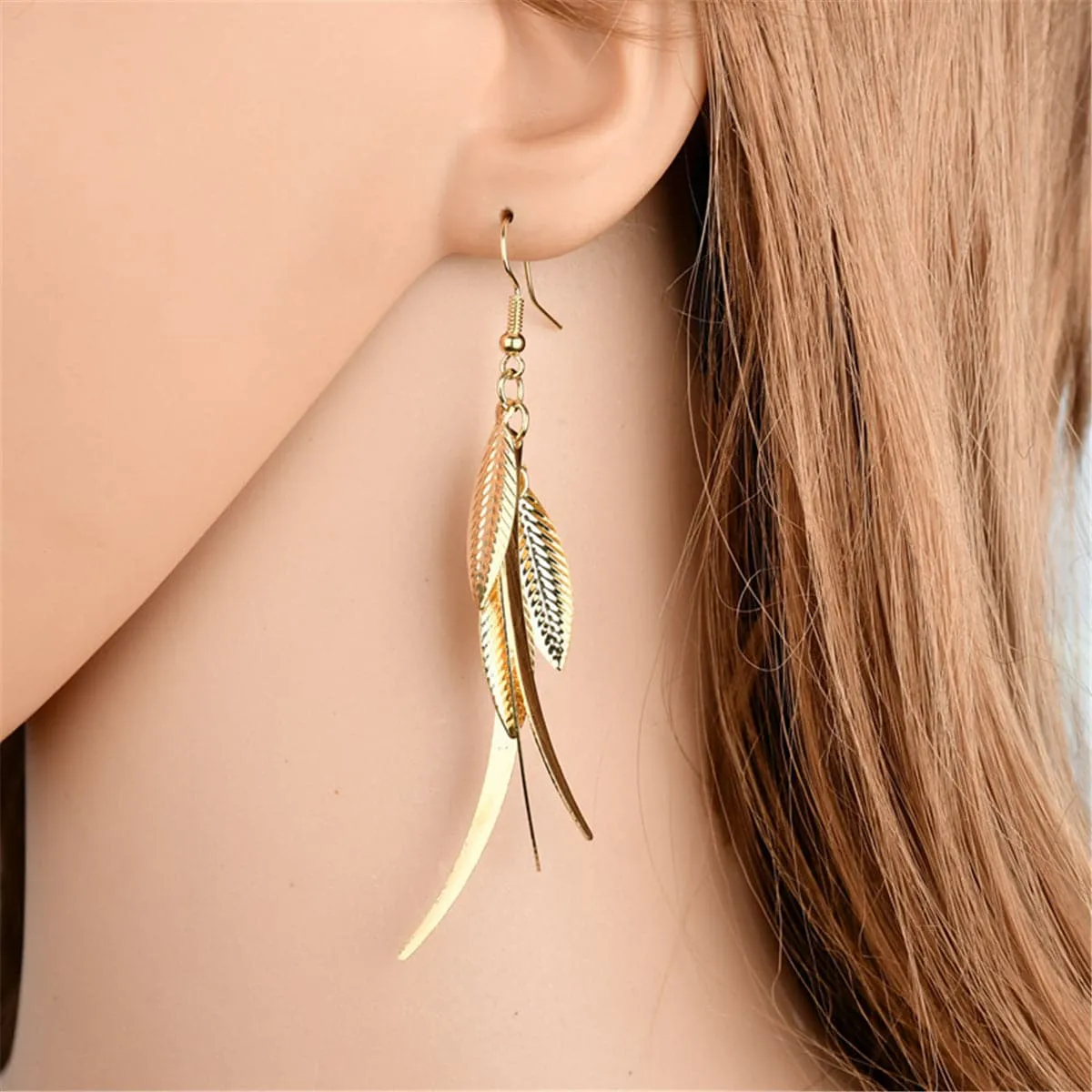 18K Gold-Plated Leaves Drop Earrings