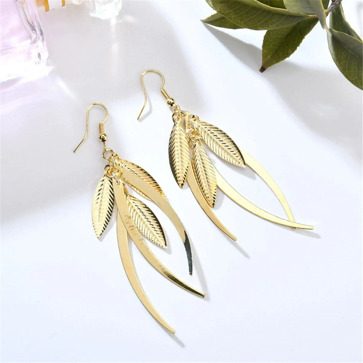18K Gold-Plated Leaves Drop Earrings