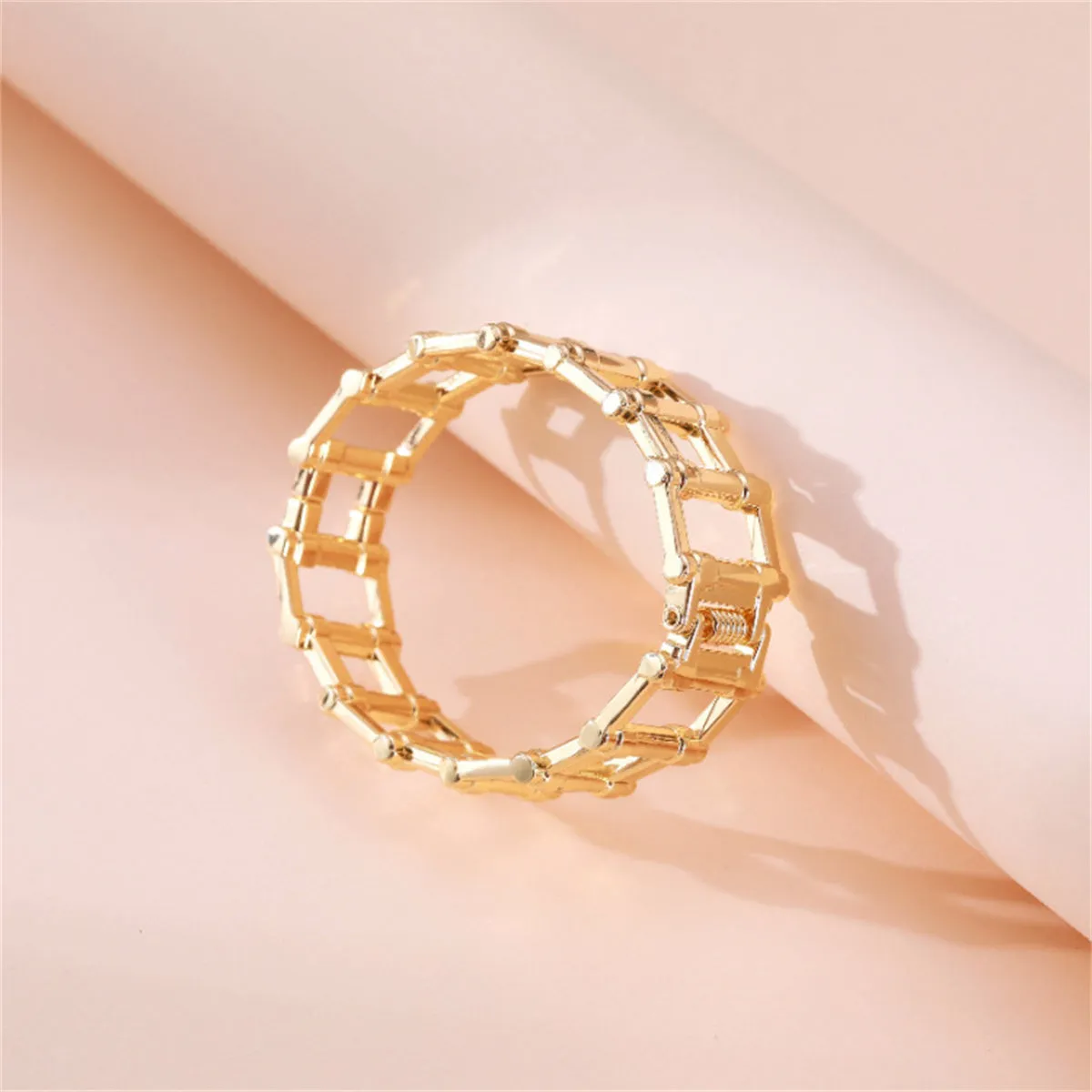 18K Gold-Plated Railway Link Bangle