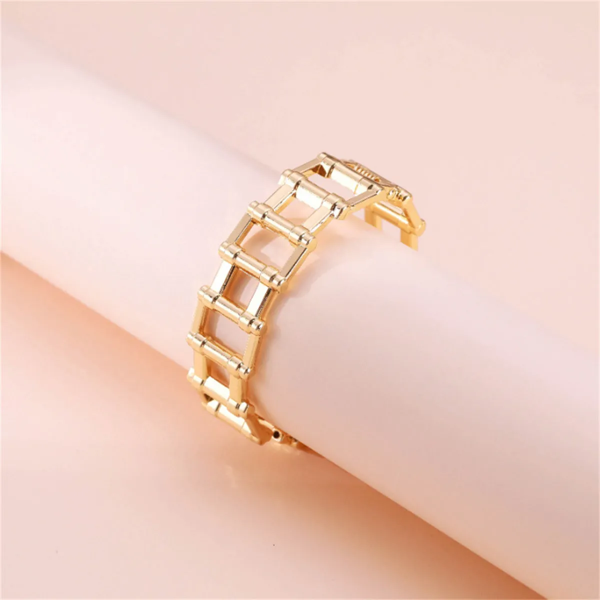 18K Gold-Plated Railway Link Bangle