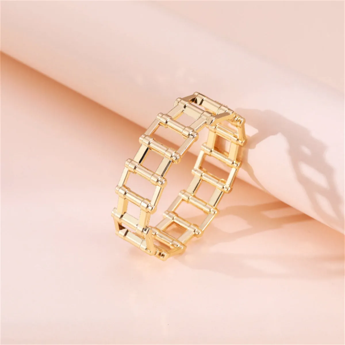 18K Gold-Plated Railway Link Bangle