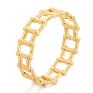 18K Gold-Plated Railway Link Bangle