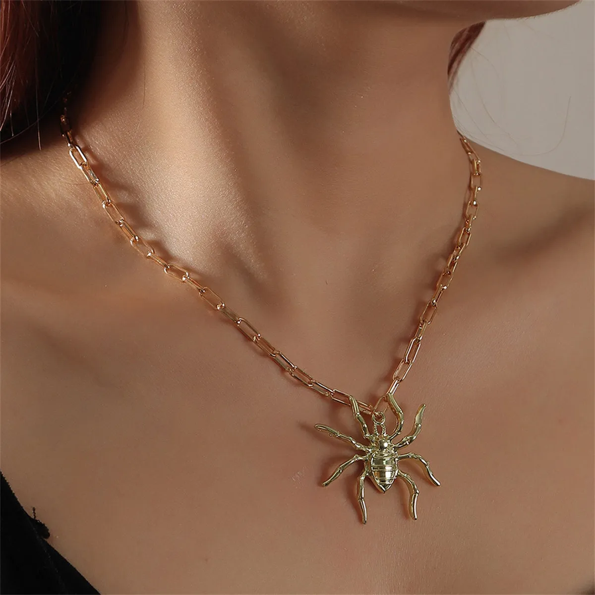 18K Gold-Plated Spider Pendant Chain Necklace