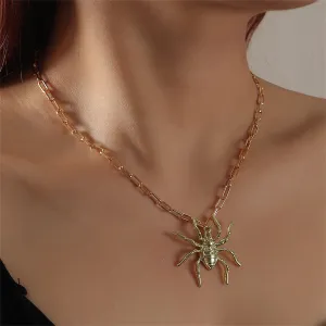 18K Gold-Plated Spider Pendant Chain Necklace