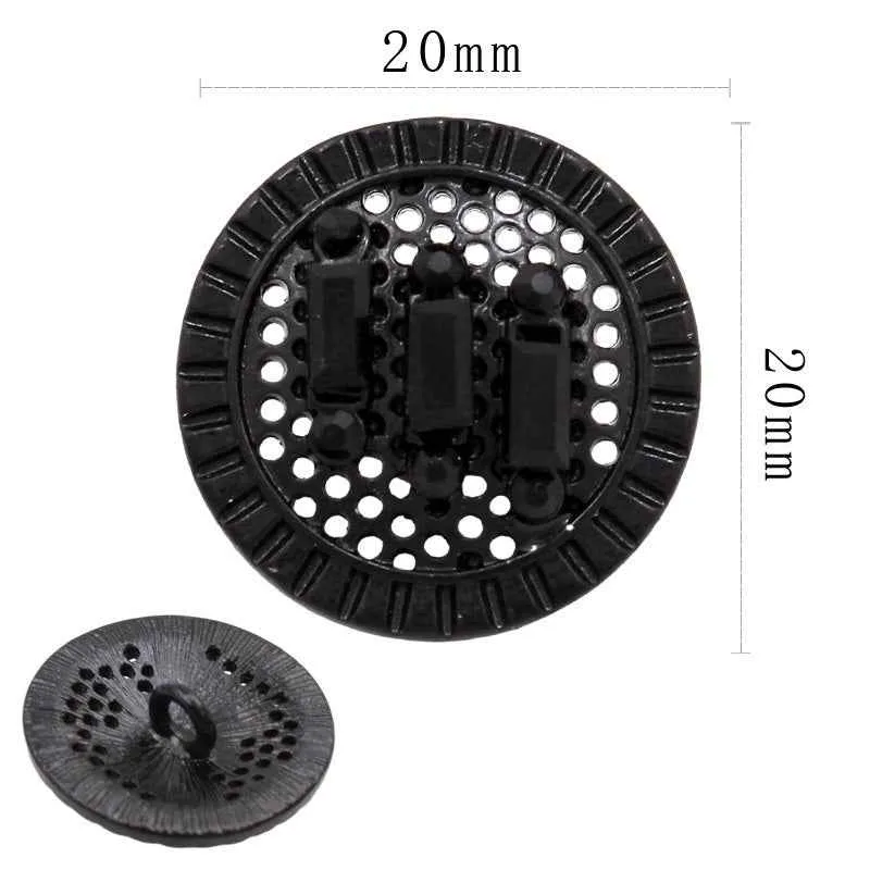 20mm Gunmetal Round Diamond Metal Shank Buttons 20pcs