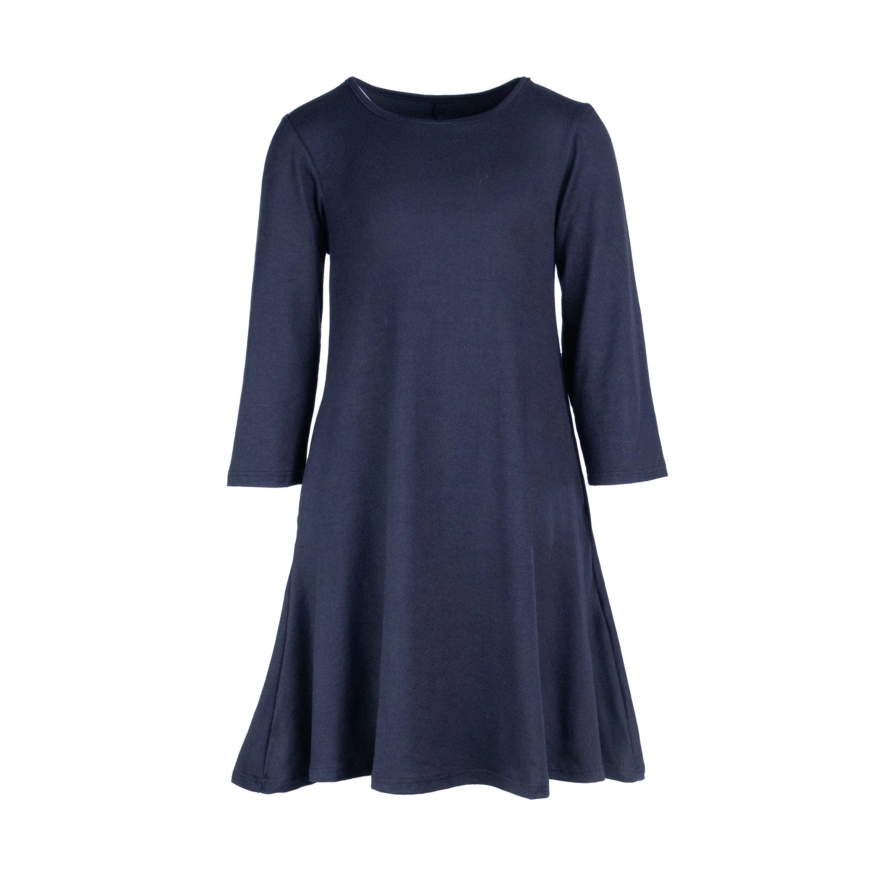 24seven Comfort Apparel Girls Long Sleeve Loose Fit Knee Length Tunic Pocket Dress