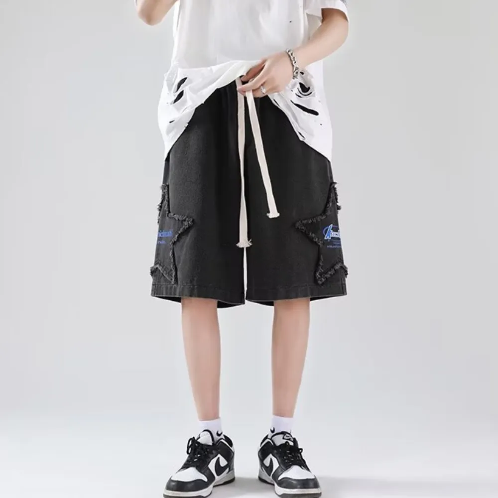 3D Star Embroidered Shorts