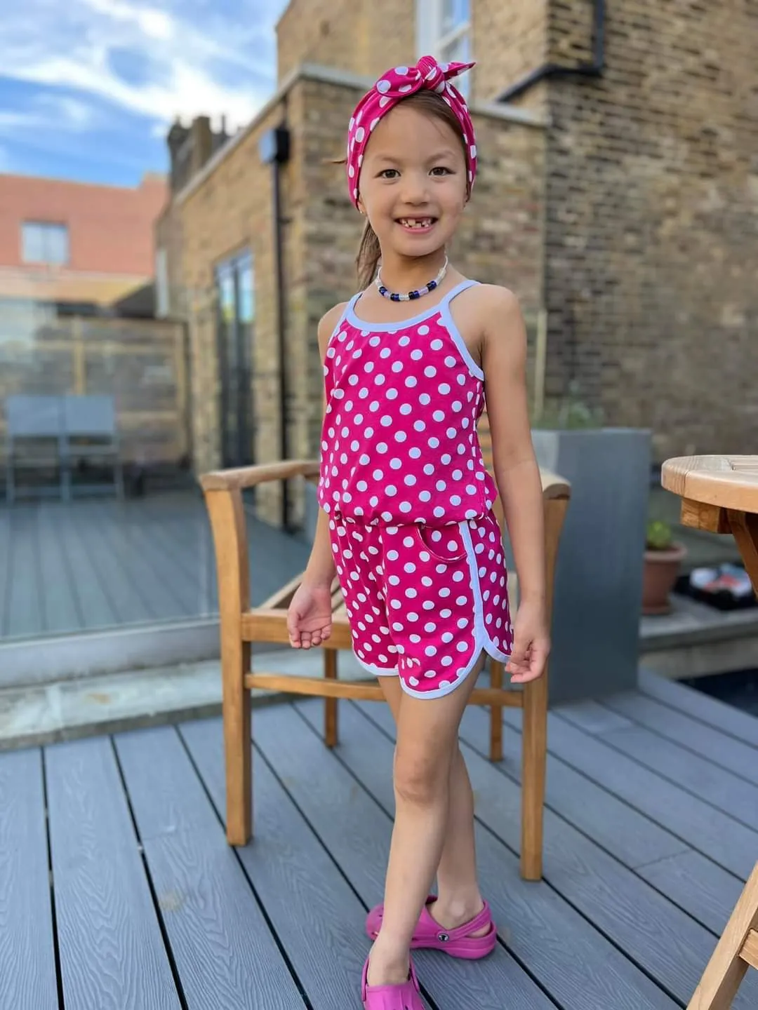 50CM REMNANT FUCHSIA POLKA DOT COTTON JERSEY