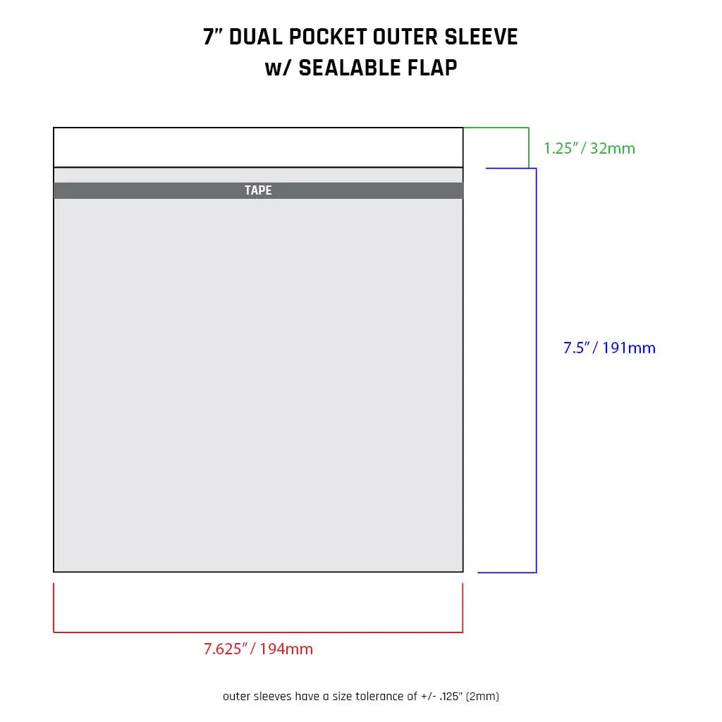 7" Dual Pocket Outer Sleeves w/ Sealable Flap - 4mil (25 pack)