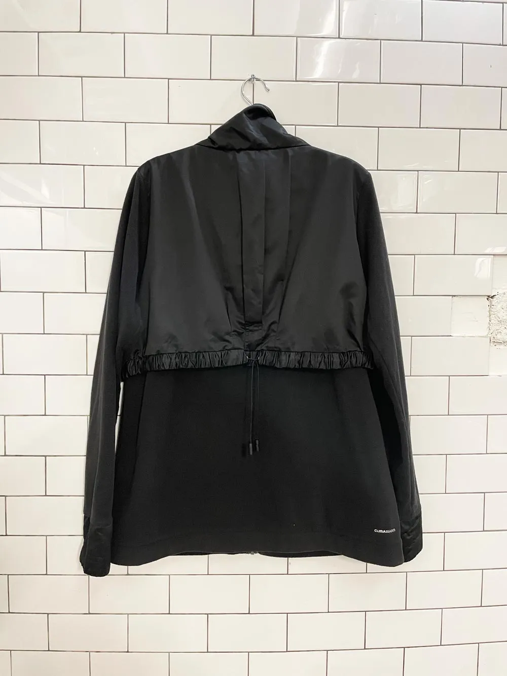adidas layered nylon drawstring fleece jacket