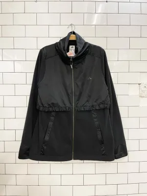 adidas layered nylon drawstring fleece jacket