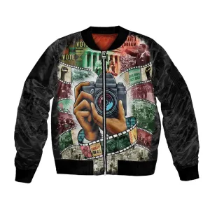 African American Civil Rights Leaders Sleeve Zip Bomber Jacket Heritage in Frames Photography DT03