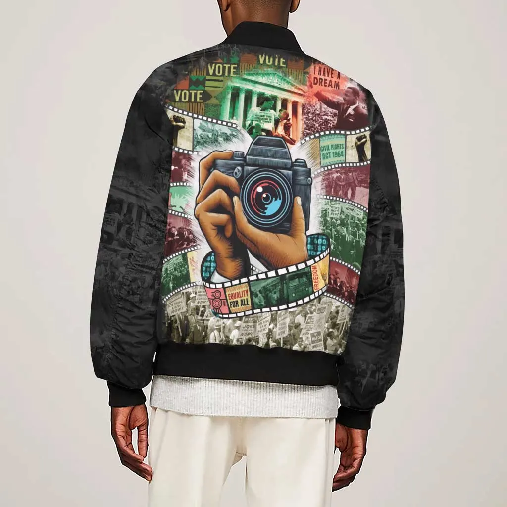 African American Civil Rights Leaders Sleeve Zip Bomber Jacket Heritage in Frames Photography DT03
