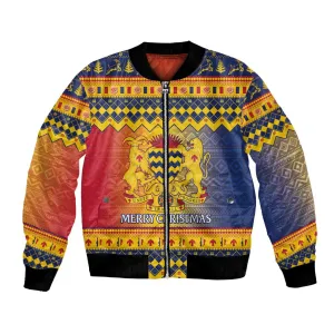 Afro Chad Christmas Bomber Jacket Coat Of Arms With African Pattern LT15