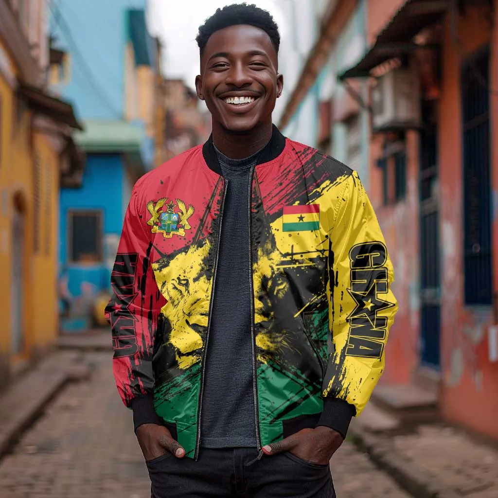 Afro Ghana Lion Bomber Jacket Star Grunge Style TS04