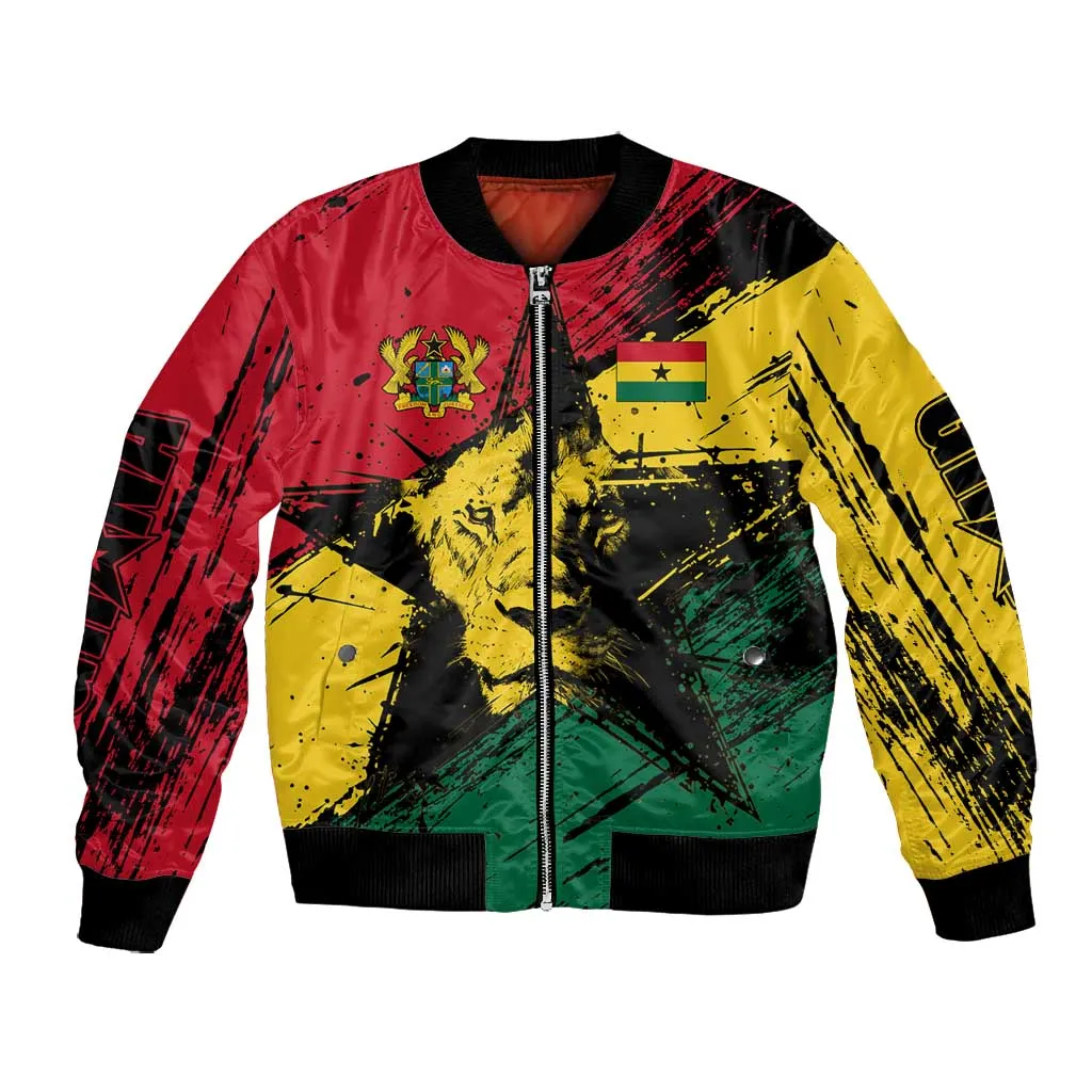 Afro Ghana Lion Bomber Jacket Star Grunge Style TS04