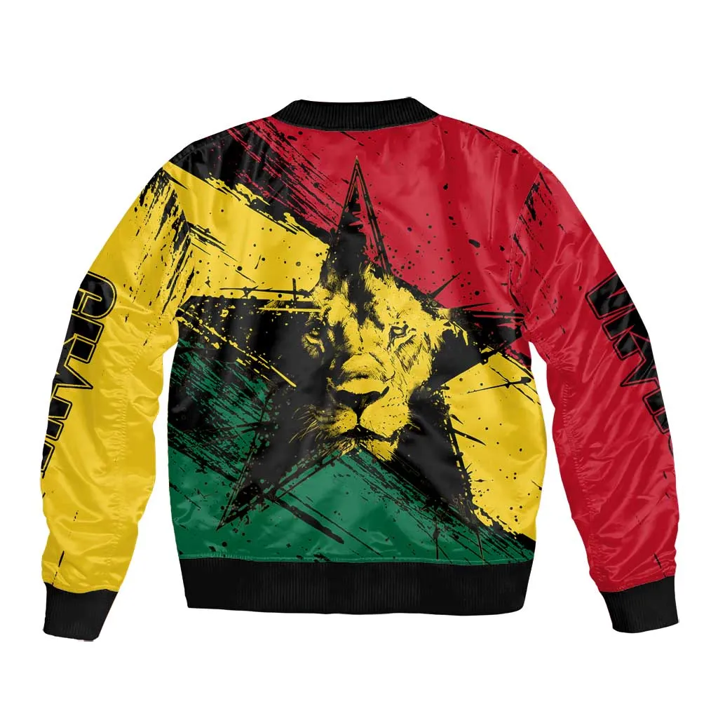 Afro Ghana Lion Bomber Jacket Star Grunge Style TS04