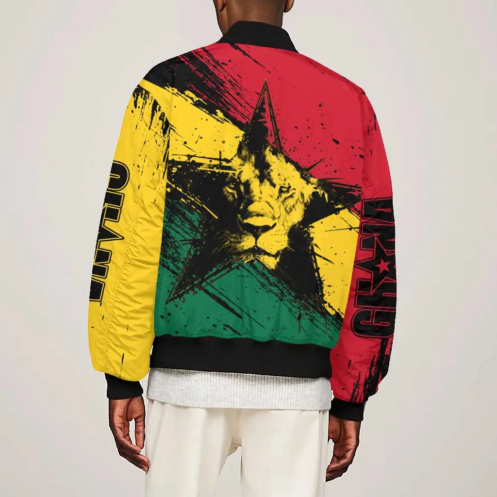 Afro Ghana Lion Bomber Jacket Star Grunge Style TS04