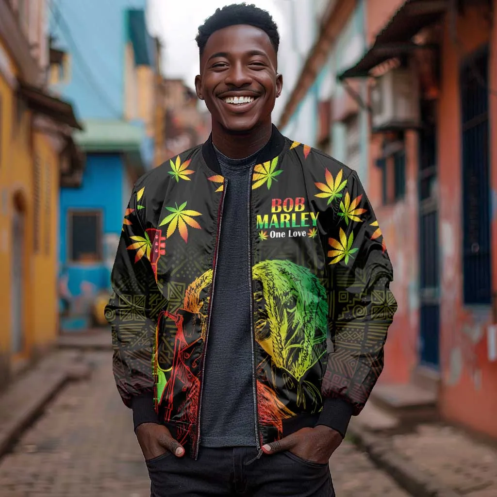 Afro Jamaica Legend Bob Day Bomber Jacket One Love Jamaican Reggae African Pattern LT14