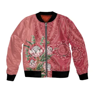 Afro King Proteas Dashiki Motif Bomber Jacket Peach Style LT9