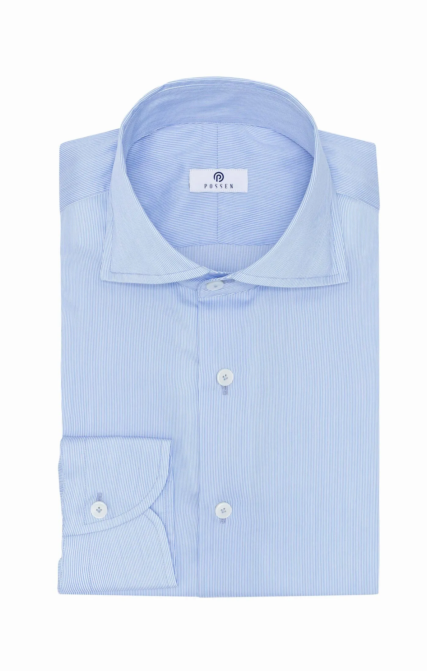 Albini Sky Blue Hairline Twill 365 Easy Care Fine Cotton