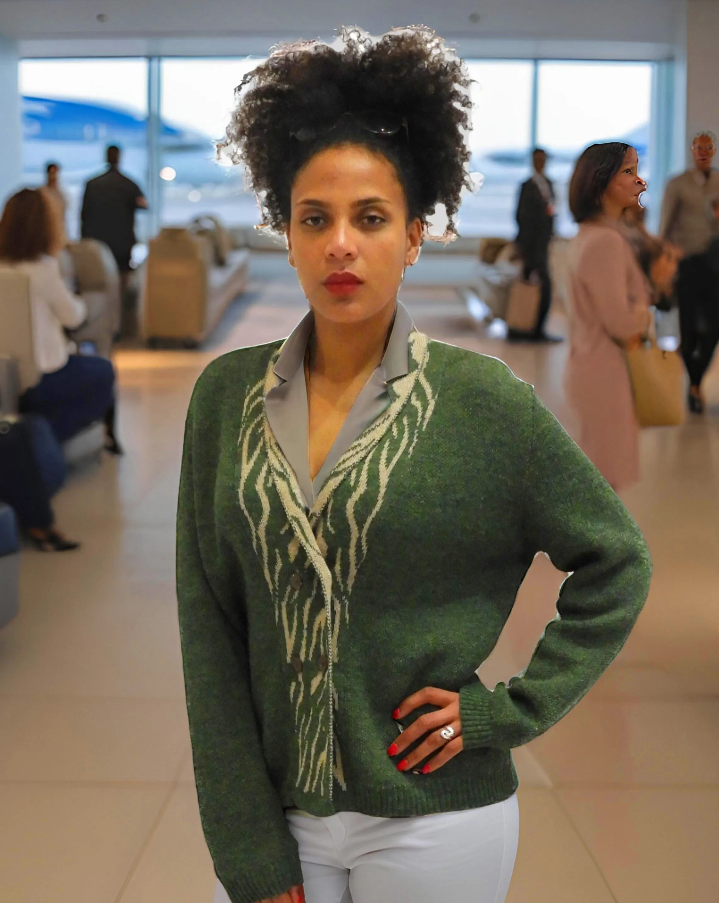 Alpaca Cardigan Zebra Pattern