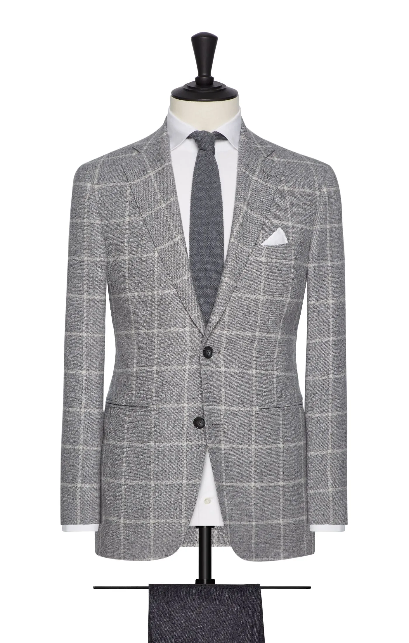 Angelico Mid Grey Mouliné with White Windowpane