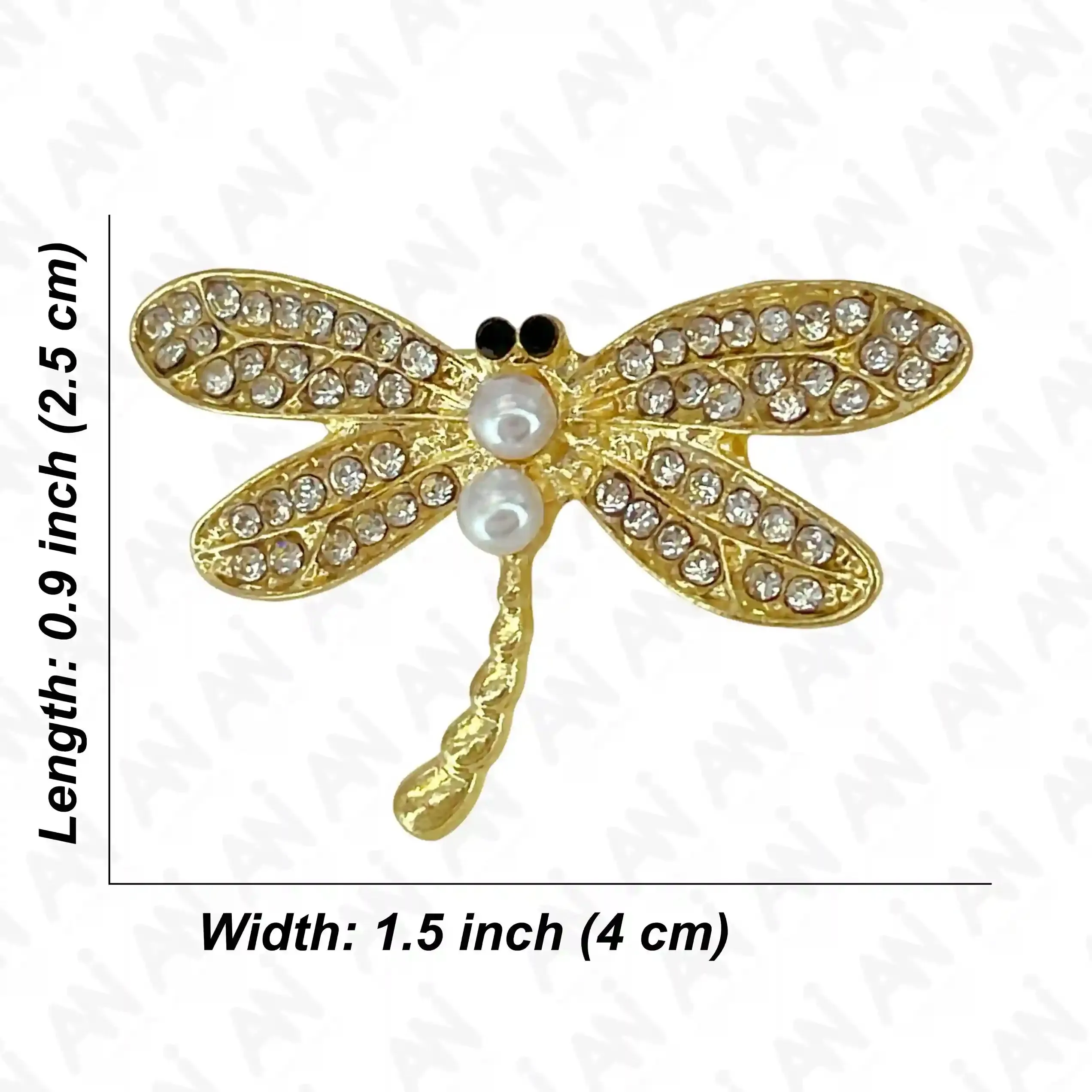 Ani Accessories Dragonfly Pearl Brooch with Gemstone