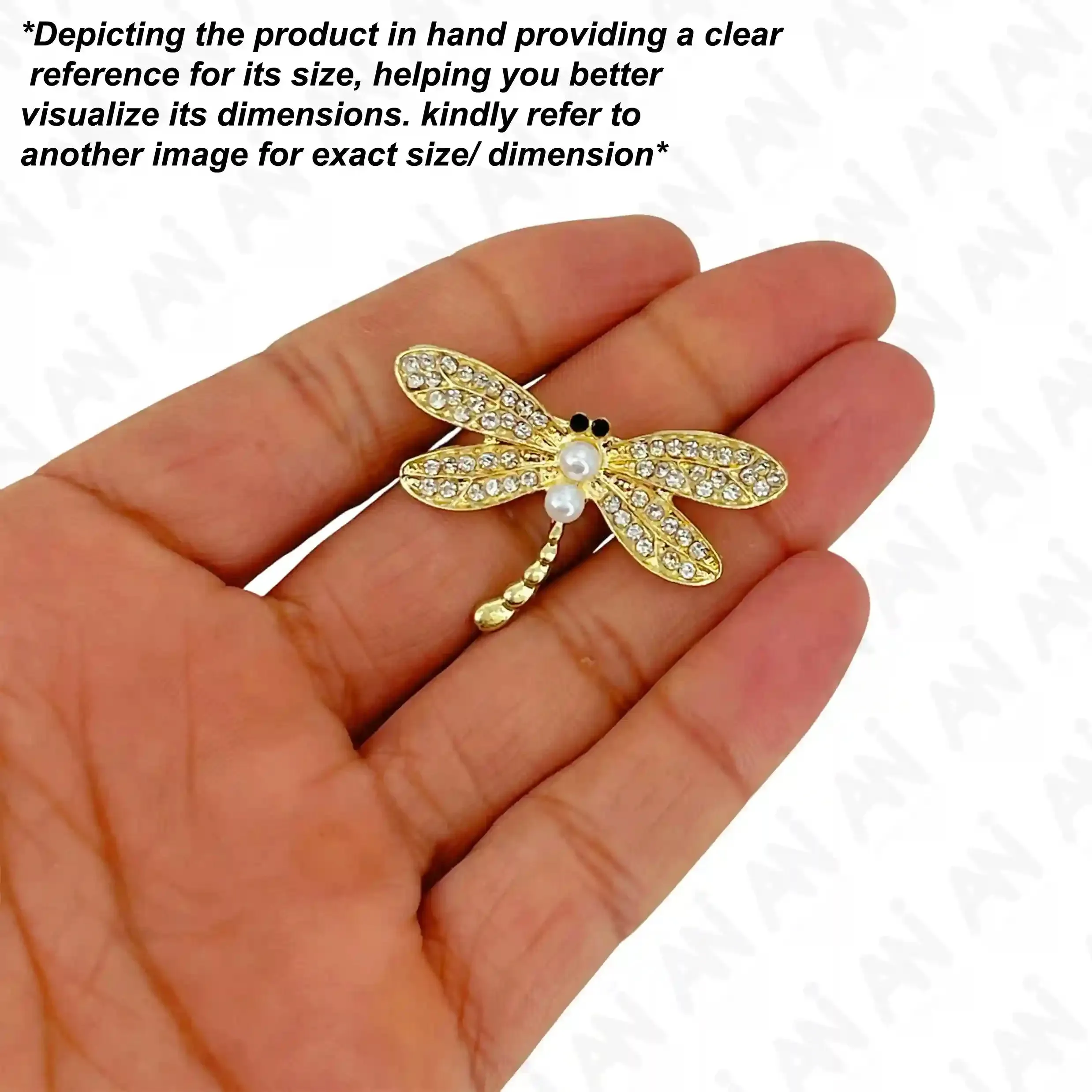 Ani Accessories Dragonfly Pearl Brooch with Gemstone