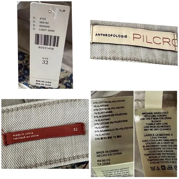 Anthropologie Pilcro Ultra High Rise Denim Shorts Stone NWT New 32