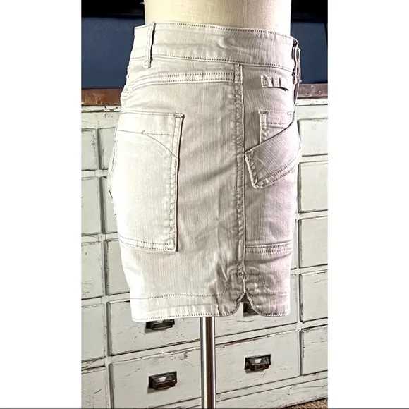 Anthropologie Pilcro Ultra High Rise Denim Shorts Stone NWT New 32
