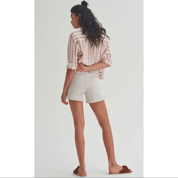 Anthropologie Pilcro Ultra High Rise Denim Shorts Stone NWT New 32