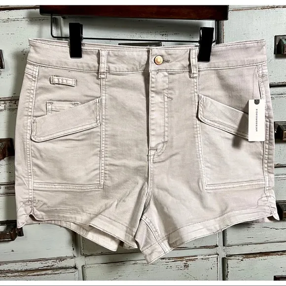 Anthropologie Pilcro Ultra High Rise Denim Shorts Stone NWT New 32