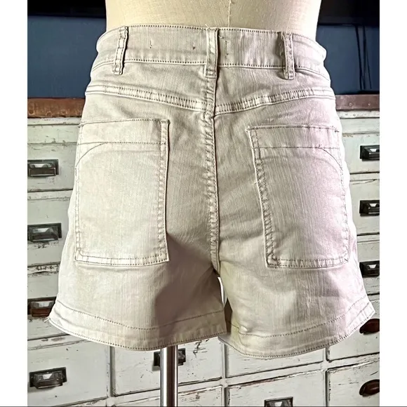 Anthropologie Pilcro Ultra High Rise Denim Shorts Stone NWT New 32