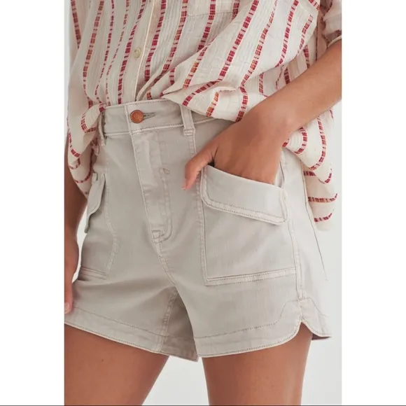 Anthropologie Pilcro Ultra High Rise Denim Shorts Stone NWT New 32