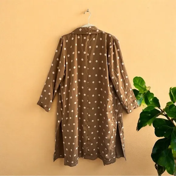 Anthropologie x BB Dakota Brown &amp; White Polka Dot Deedra Duster in Size Medium